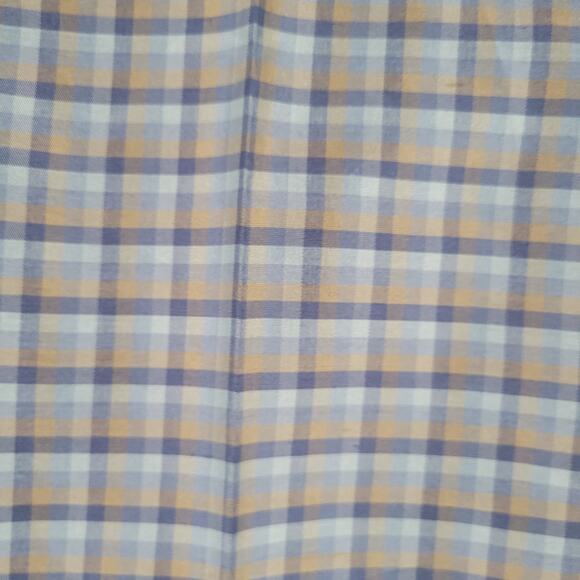 Ann Taylor 100% Silk Dress Pants Sz 10 Blue Gold Plaid Sateen Flat Front Lined - Picture 8 of 9